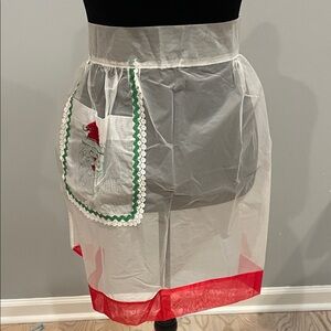 Festive White and Red Women's nylon apron vintage